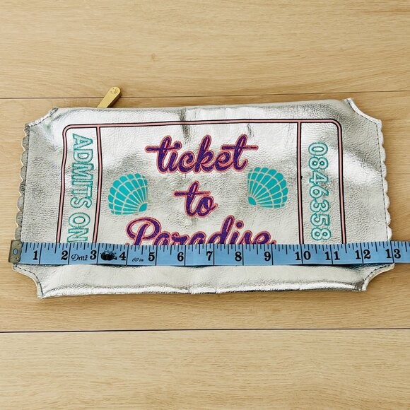 Charming Charlie "Ticket to Paradise" Silver Clutch Purse 13" x 7" / Whimsical - Picture 14 of 16